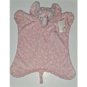 Lil Snuggles Pink Elephant Lovey Embossed Hearts Large 24"x20" Fleece w/TAG
